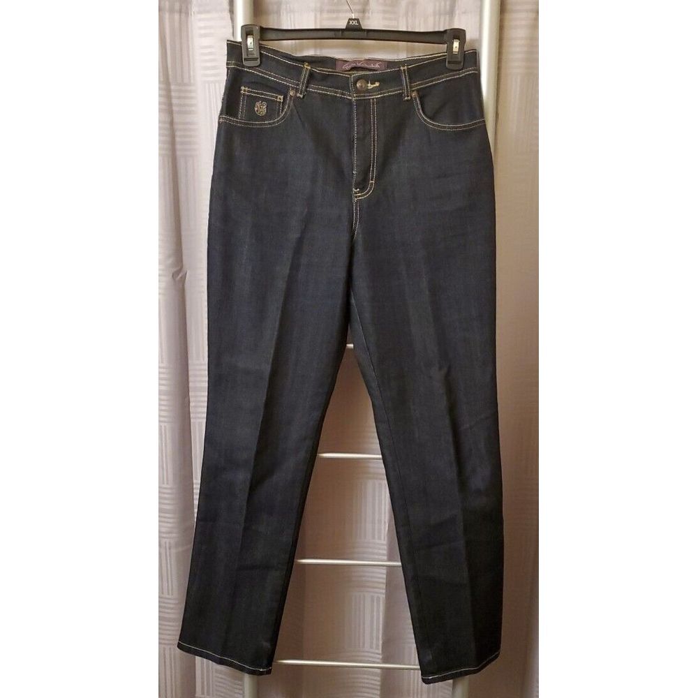 Gloria Vanderbilt Women's Size 10 Blue Straight Leg Dark Wash Stretch Denim Jean